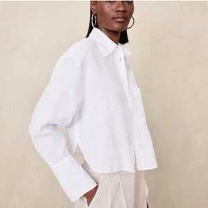 NWT Banana Republic The Boxy Cropped Linen Shirt